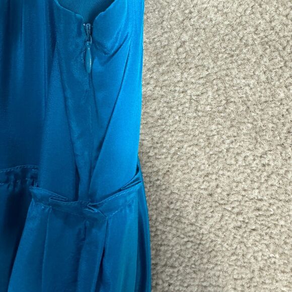 Anthropologie Moulinette Soeurs Dress 0 XS Blue Beaded Silk Floral‎ Maxi Artsy - Picture 7 of 11